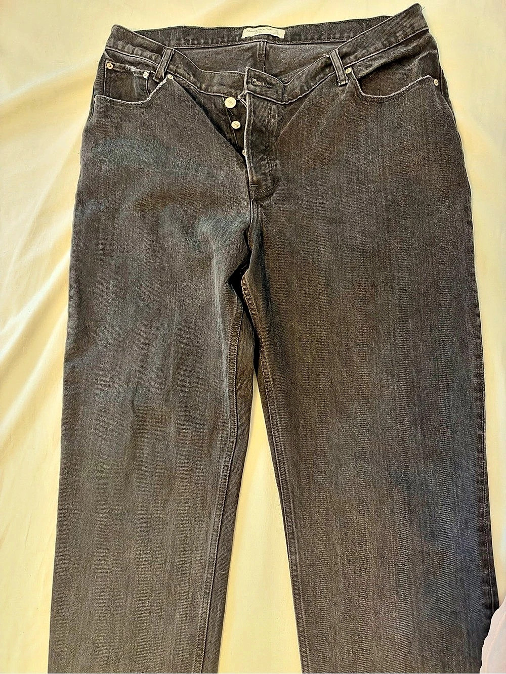 Abercrombie & Fitch High Rise The Dad Jeans Black Waist 33 (16)